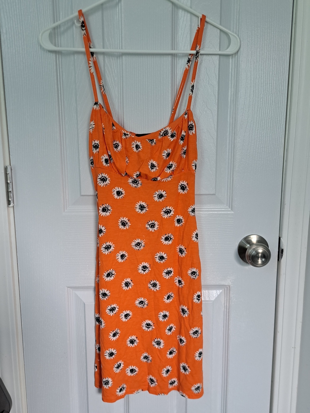 PrettyLittleThing Orange Daisy Print Mini Slip Dress